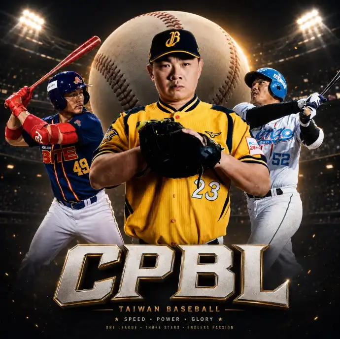 中華職棒 CPBL示意圖，呈現棒球等知名球員