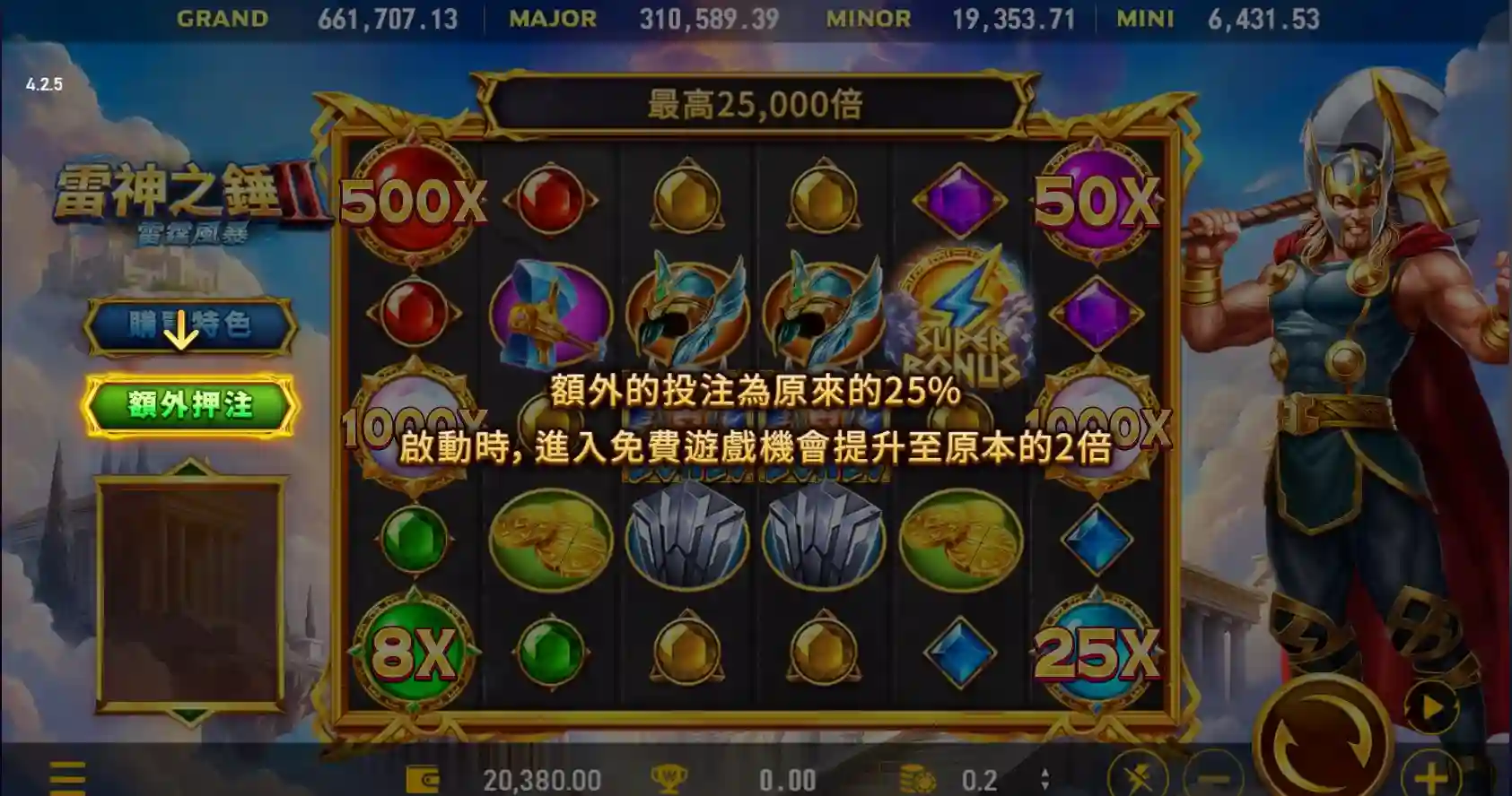 雷神之錘2的額外押注